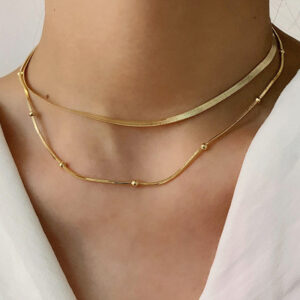 Layered Snake Chain Necklace with Balls