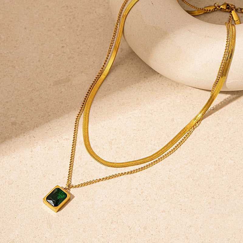 layered-emerald-chain-necklace-set