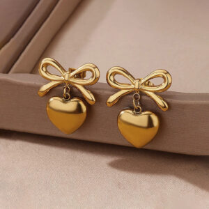 Bow Heart Earrings for Ladies