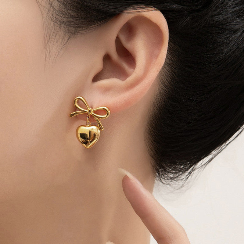 Bow Heart Earrings for Ladies - Image 2