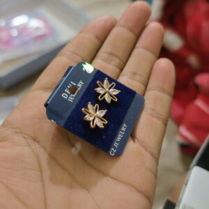 Floral CZ Stud Earrings - Stainless Steel Design