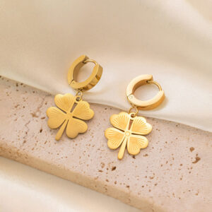 Clover Stainless Steel Hoop Earrings