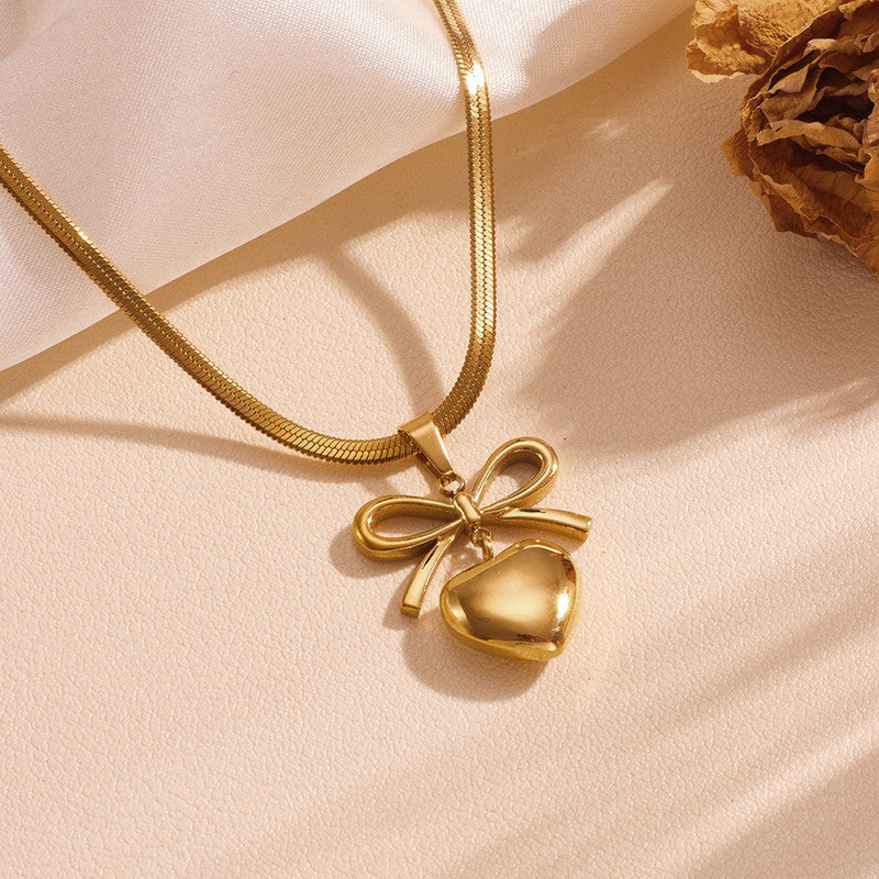elegant-bow-heart-necklace-with-chain-pendant