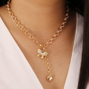 Elegant Butterfly Dangle Chain Necklace