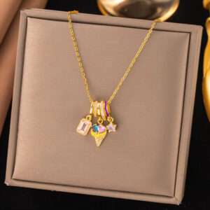 Colorful Charm Necklace with Star & Ice Cream
