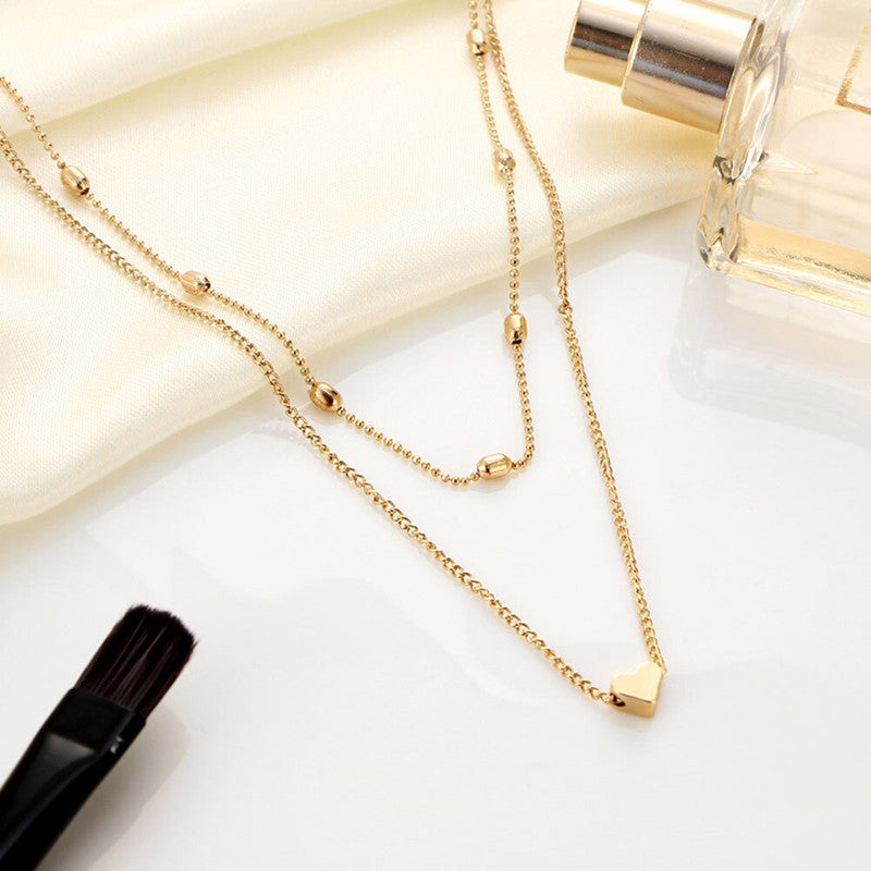 Delicate Layered Necklace with Heart Charm - Image 2