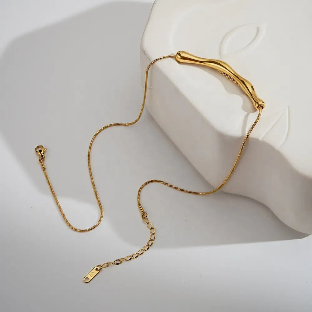 Minimalist Bar Necklace with Chain - Image 2