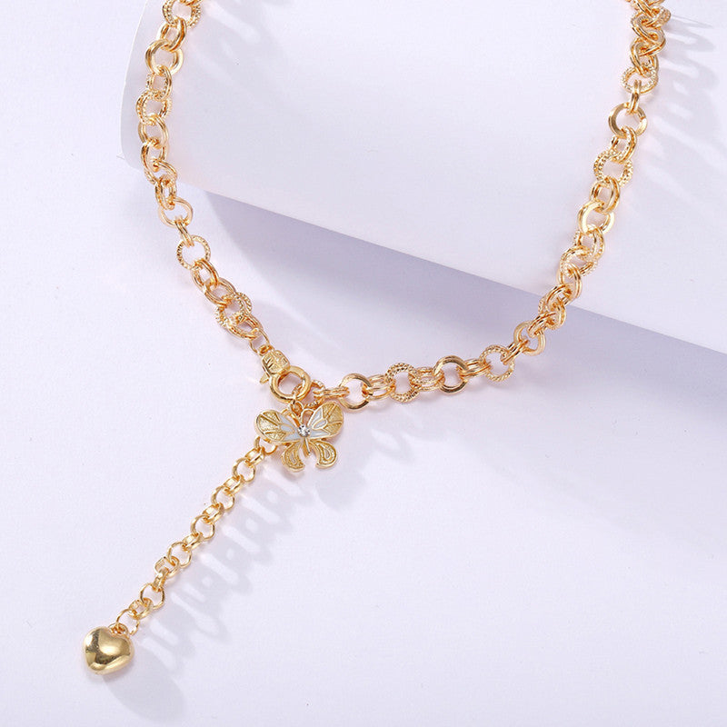 Elegant Butterfly Dangle Chain Necklace - Image 2