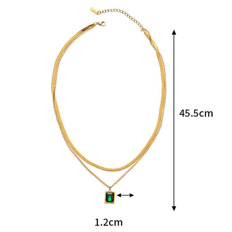 Layered Emerald Chain Necklace Set - Image 4