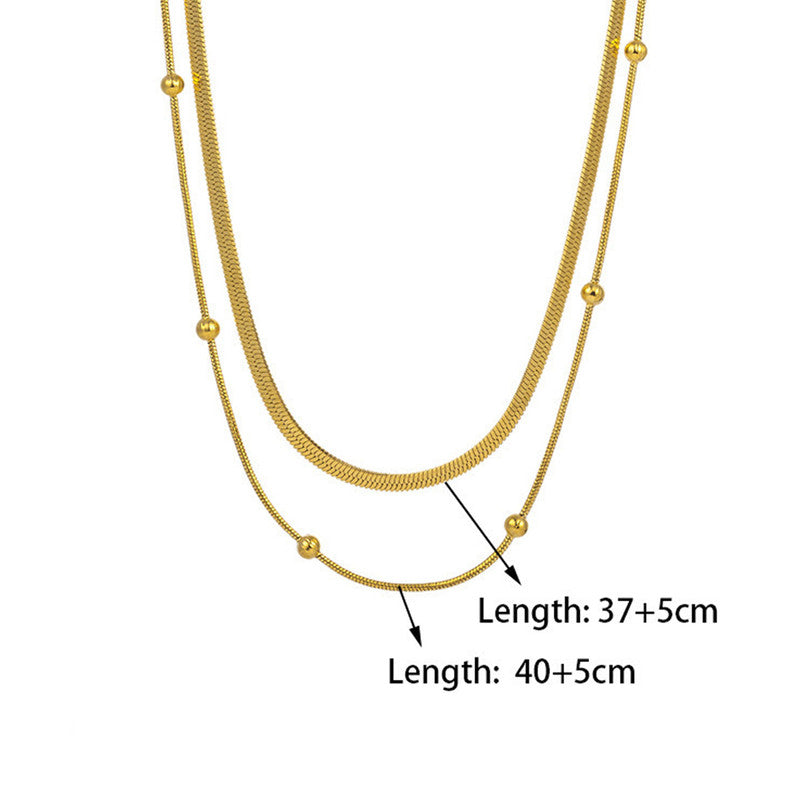 Layered Snake Chain Necklace with Balls - Image 4