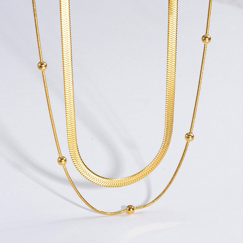 Layered Snake Chain Necklace with Balls - Image 6